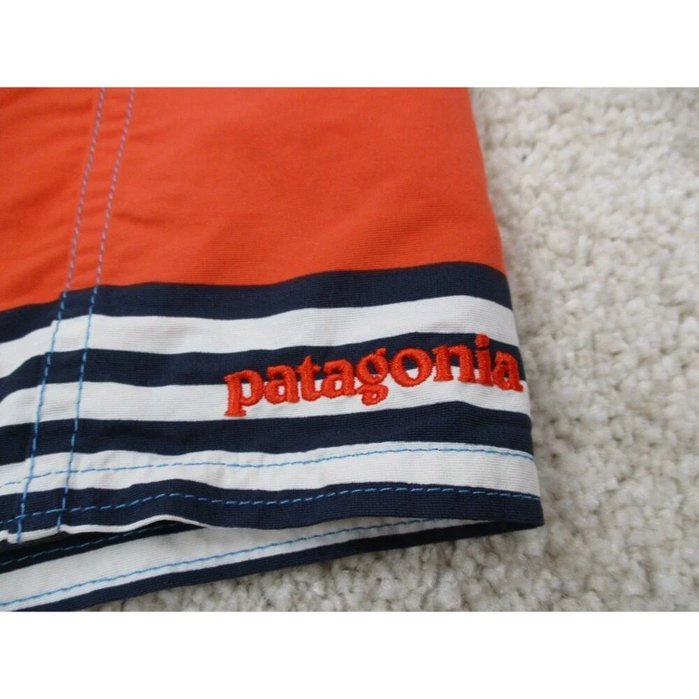 Patagonia Wavefarer Board Shorts Mens 40 Blue Orange Striped Swim Trunks 19